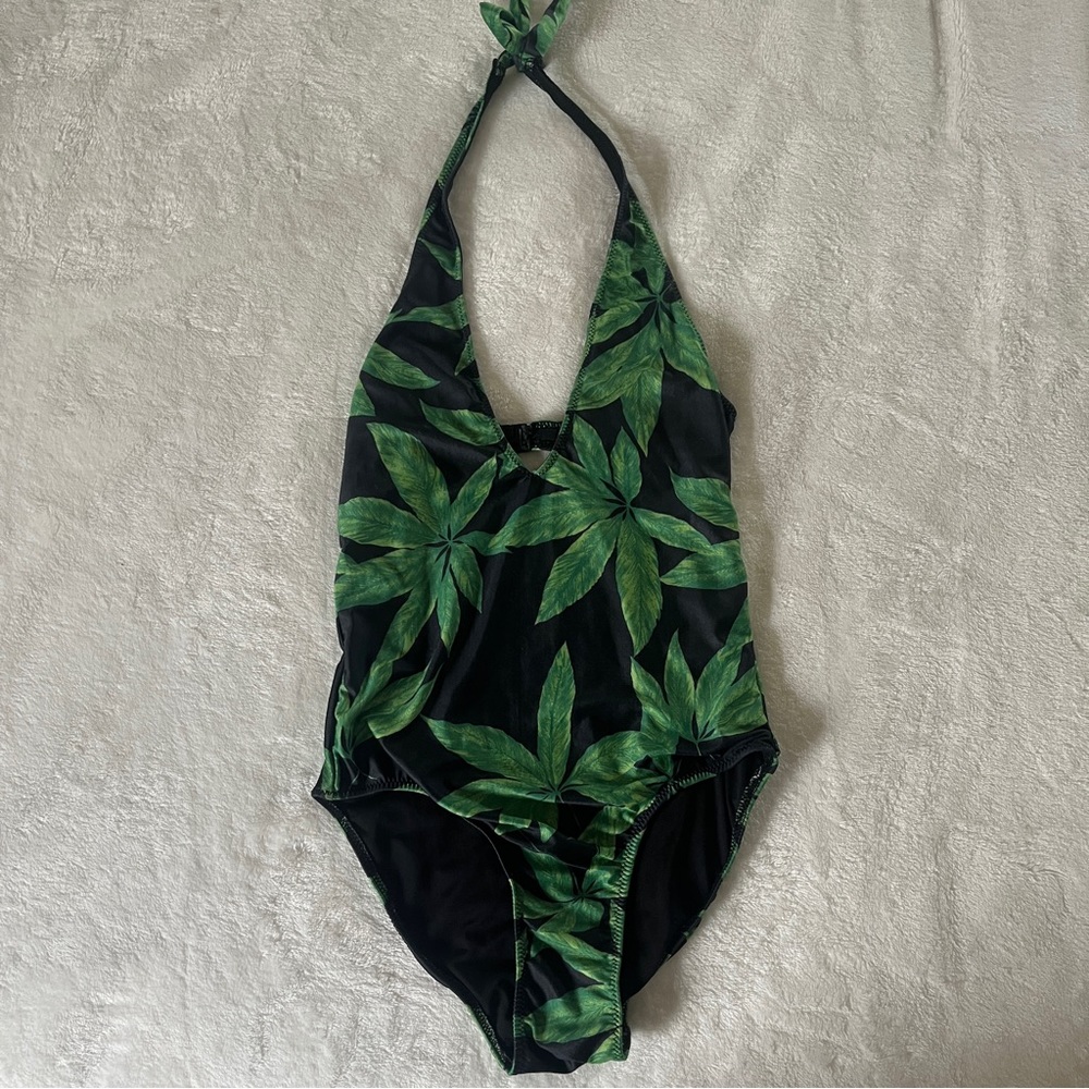 Weed Leaf One Piece Bathing Suit